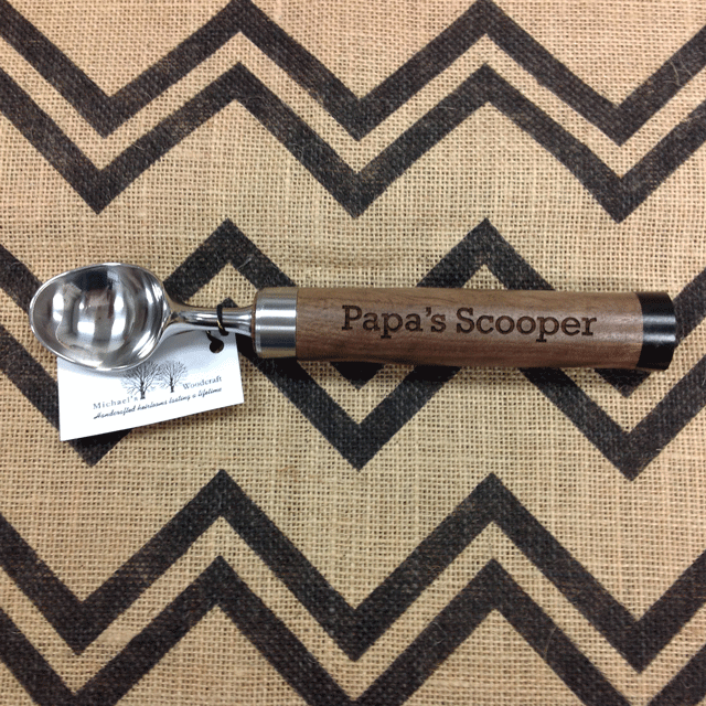 personalized engraved ice cream scoop walnut