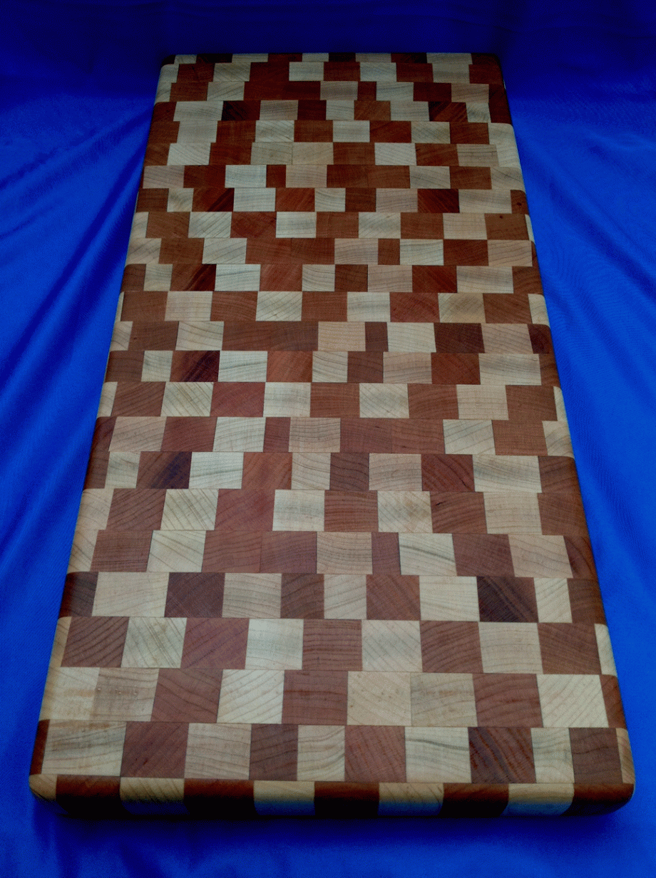 end grain cutting board maple and cherry