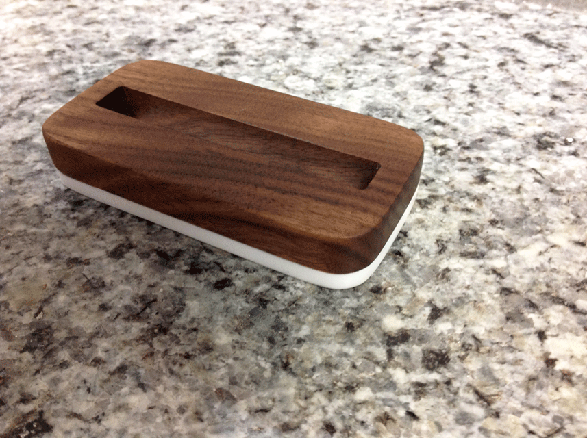 Handcrafted Walnut single business card holder stand for office desk