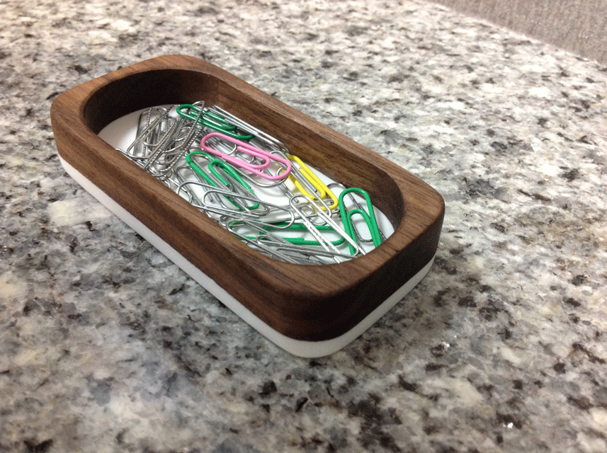 Handcrafted walnut paper clip holder, wood paper clip holder, wooden tray for paper clips, desk organizer for paper clips Home decor Office décor