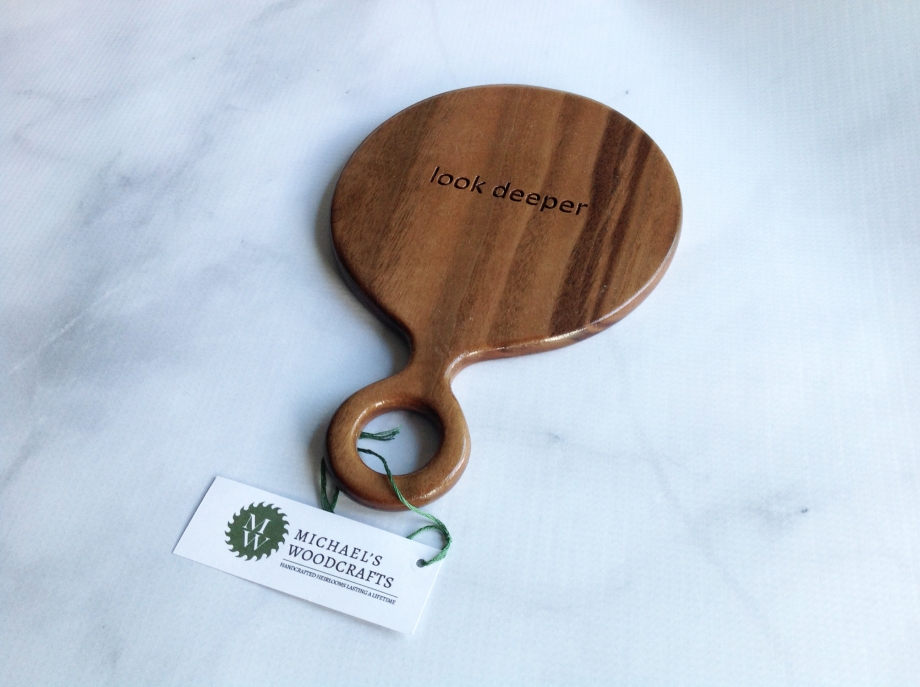 Personalized engraved, Walnut hand mirror, bathroom mirror, dresser hand mirrors handcrafted by Michael's Woodcrafts Greenville SC